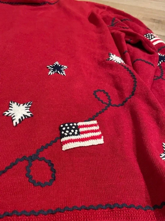 Talbots Red Americana Flag Embroidered Cardigan - Picture 8 of 8